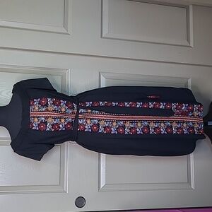 VICI Boha floral embroidery on/off shoulder tassle dress size large